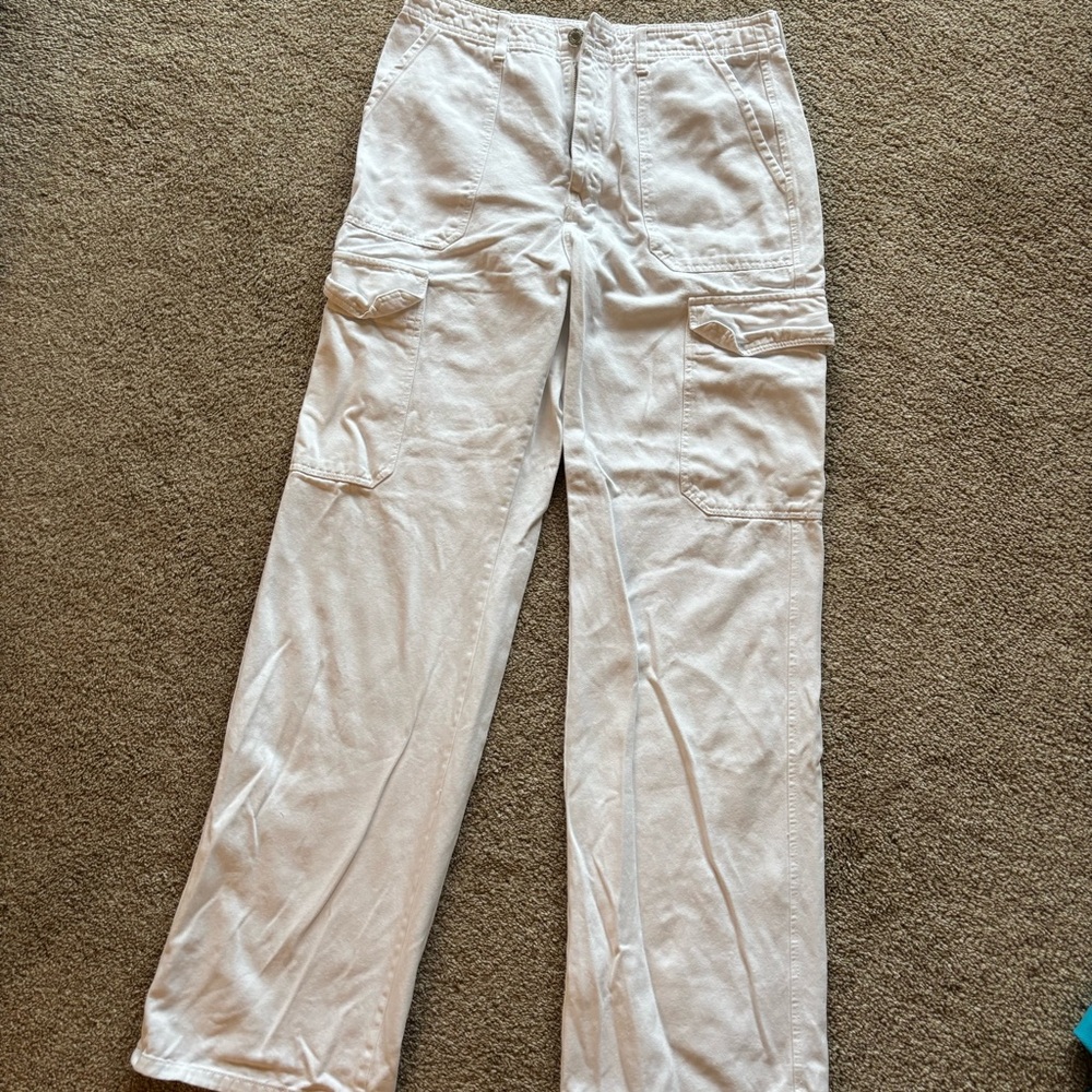 Zara white high waisted cargos 6